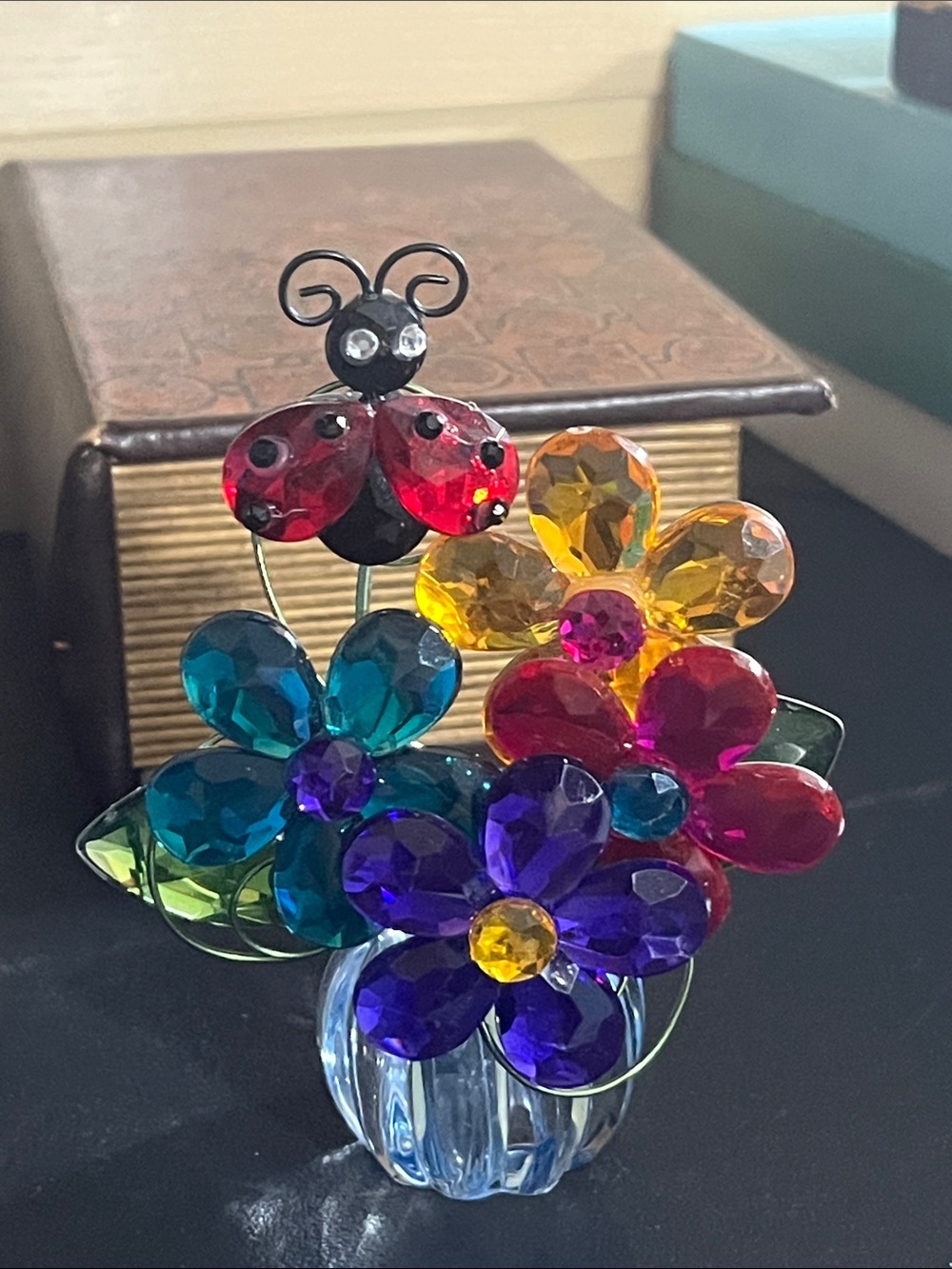 Small Acrylic Flowers with ladybug